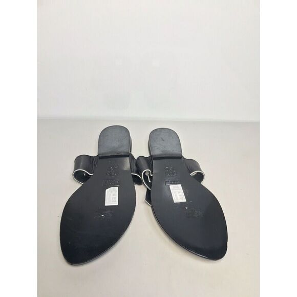 Lulu Guinness Black White Leather Tux Slides Sandals Women’s Sz 37.5M US/7M US - Picture 11 of 14